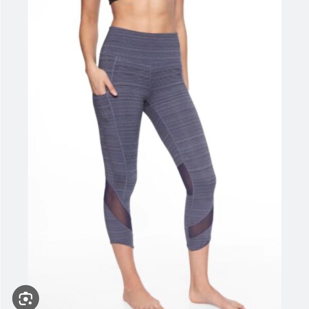 ATHLETA HIGH RISE JACQUARD MESH CHAT TO TOWN CAPRI Sz XXS